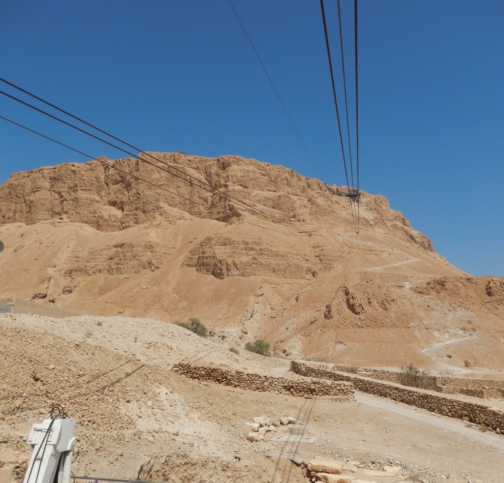 Boarding the cable car for the quick lift to the summit of Masada