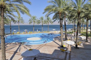 Hotel terrace and Sea of Galilee